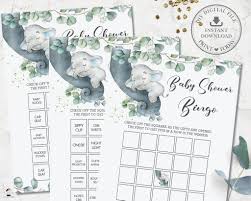 Cara download prefil dapodik versi 2021 подробнее. Greenery Sleeping Elephant Baby Shower Pre Filled Bingo Game Activity Digital Printable File Instant Download Ep10 In 2021 Elephant Baby Shower Baby Elephant Activity Games