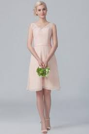Sleeveless V Neck Blush Lace And Chiffon Modest Short Bridesmaid Dress Bridesmaid Design Chiffon Dress Short Short Bridesmaid Dresses