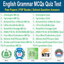 These tests may be photocopied freely for classroom use. Basic English Grammar Mcqs For Spsc Jobs Tests Easy Mcqs Quiz Test