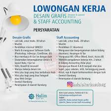 Lihat lowongan kerja di jora. Lowongan Kerja Desain Grafis Staff Accounting Cv Penerbit Halim Quran Bandung Juli 2019 Pendidikan Buku Desain Grafis