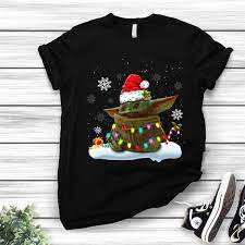 Christmas Santa Baby Yoda Christmas Light Shirt Hoodie Sweater Longsleeve T Shirt