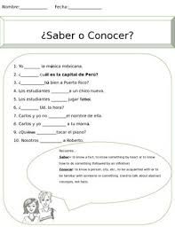 Spanish Saber Vs Conocer Worksheets Teachers Pay Teachers