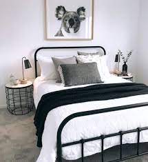 Cozy Small Bedroom In Black And White With A Black Metal Bed Cozy Small Bedrooms Small Bedroom Decor Bedroom Decor For Couples