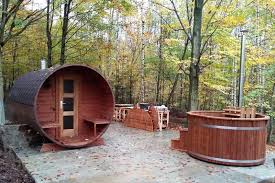 Sauna Exterieur En Bois Baril Barril Tonneau Bubbelbad Sauna