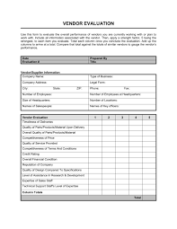 Vendor Evaluation Template Word Pdf By Business In A Box