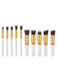 white and gold makeup brush set
