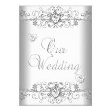 Pure White Wedding Silver Diamond Hearts Invitation Zazzle Com Silver Wedding Invitations Cheap Wedding Invitations