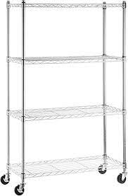 Each, fitting units with 1 in. Amazon Com Amazon Basics 4 Shelf Heavy Duty Shelving Storage Unit On 3 Wheel Casters Metal Organizer Wire Rack 36 L X 14 W X 57 75 H Chrome Silver Tools Home Improvement