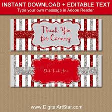Don't see exactly what you want? Candy Bar Wrapper Template Wedding Red And Silver Party Favors Printable Birthday Candy Wrappers Christmas Chocolate Bar Wrappers B4 By Digital Art Star Catch My Party