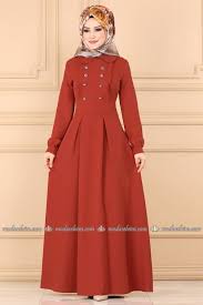 Modaselvim Elbise Aksesuar Dugmeli Elbise 139mc359 Kiremit Model Pakaian Hijab Model Pakaian Pakaian