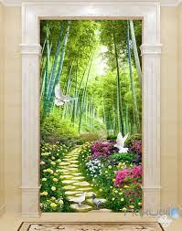 Wallpaper With Birds And Flowers For Walls 3d Flowers Birds Lane Forest Tree Corridor Entrance Wall Mural Decals Art Print Wallpaper 075 Wall Mural Decals Print Wallpaper Wall Murals