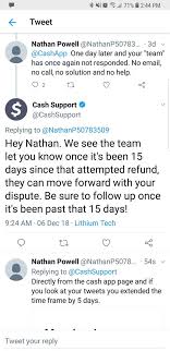 Check spelling or type a new query. Nathan Powell On Twitter Cashapp Cashsupport Goldengatebbb Square Cash App Has Received 2 Refunds For 1477 00 And 54 74 And Refused To Credit Them To My Account And Release My Money They Will
