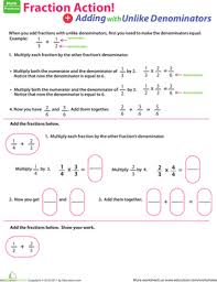 adding fractions with unlike denominators worksheet education com