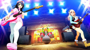 Best anime openings but it's lofi remix lofi hip hop mix playlist ~ late night lofi vibes. Wallpaper Blonde Looking Away Long Hair Anime Girls Short Hair Brunette Open Mouth Guitar Musical Instrument Smiling Red Eyes Headsets Singing Super Sonico Performance Stage Screenshot Musical Theatre Performing Arts 1920x1080