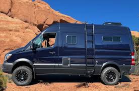 Dark Blue Mercedes Benz Sprinter Conversion Van With Side Ladder Sprinter 4x4 Van Van
