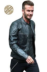 Men S David Beckham Black Real Leather Vintage Slim Jacket 119 99 On Amazon Leather Jacket Outfit Men High Quality Leather Jacket Vintage Leather Jacket