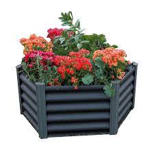 The Organic Garden Co 39 In Dia Hexagon Woodland Gray Metal Garden Bed Ab1302 The Home Depot Metal Garden Beds Metal Raised Garden Beds Raised Garden Beds