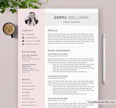 Creative Resume Template Cv Template Word 1 2 3 Page Etsy