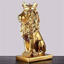 Amazon Com Jdshso Creative Modern Golden Crown Lion Statue Animal Figurine Nordic Style Sculpture For Home Office Decor Orna Statue Sculpture Statues For Sale