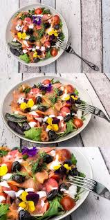Smoked Salmon Salad Recipe Daily Gourmet Delicious Smoked Salmon Salad With Cherry Smoked Salmon Salad Recipes Smoked Salmon Salad Edible Flowers Recipes