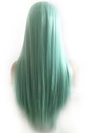 Light Green Ombre Middle Part Long Straight Harajuku Cosplay Wig Mint Green Hair Hair Pale Skin Hair Styles