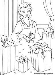 Princess belle christmas coloring pages sheets colouring print. Belle Got Lots Of Presents Disney Princess E93a Coloring Pages Printable