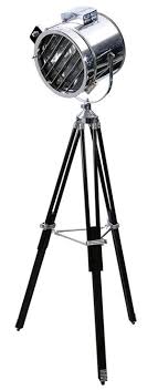 Chrome Spotlight Floor Lamp On Black Tri Pod Stand With Images Spotlight Floor Lamp Floor Lamp Floor Lights