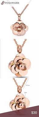Chanel Style Camellia Pendant Necklace Brand New Camellia Flower Pendant Necklace In Rose Gold Tone Jewelry Ne Chanel Fashion Necklace Brands Pendant Necklace