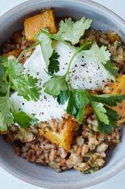 Herby Farro With Butternut Squash And Sour Cream Recipe Recipe Recipes Sour Cream Recipes Farro
