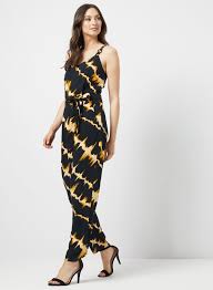 Black And Yellow Tie Dye Dress Black Tie Dye D Ring Jumpsuit Black Tie Dye Jumpsuit Tie Dye