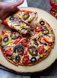 Veggie Pita Bread Pizza Shweta In The Kitchen Recipe Pita Bread Pizza Delicious Pizza Recipes Pizza Bread