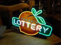 Neon Georgia Lottery Sign With Peach Logo Approx Lot 0004a Neon Peach Neon Signs