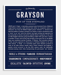 Grayson Classic Name Print Classic Names Names With Meaning Personalized Art Print