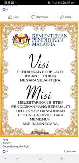 Kementerian pendidikan dahulunya dikenali sebagai kementerian pelajaran, ialah sebuah kementerian di malaysia yang bertujuan untuk membangunkan sebuah sistem pendidikan yang berkualiti bertaraf dunia bagi memperkembangkan potensi individu sepenuhnya dan memenuhi. Unit Kokurikulum Visi Dan Misi Kpm