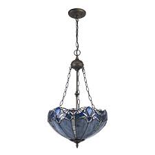 Browse uplighters from uk shops. Dusk Collection Oakley 2 Light Uplighter Pendant E27 With 40cm Tiffany Shade Blue Clear Crystal Aged Antique Brass Fitting Style From Dusk Lighting Uk