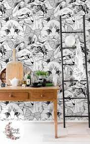 Elegant Cats Removable Wallpaper Animals Wall Mural Domestic Etsy Wallpaper Removable Wallpaper Mural Wallpaper