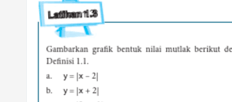 Maybe you would like to learn more about one of these? Gambar Grafik Bentuk Nilai Mutlak Berikut Dengan Memanfaatkan Definisi 1 1 A Y X 2 B Y X 2 Ilmu Edukasi