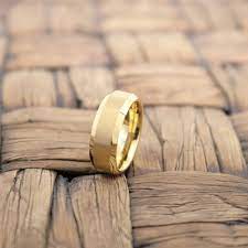 Tungsten Wedding Band Yellow Tungsten Wedding Ring Gold Anniversary Ring Mens Ring Pr Tungsten Wedding Bands Mens Wedding Rings Gold Tungsten Wedding Rings