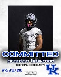 Newest member of Big Blue Nation 🔵 Preston Bowman has committed to  Kentucky! Star WR out of Pickerington North is the 2nd from Central Ohio to  join Kentucky's 2025 class. Congrats @officialpres1!