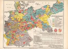 1899 German Empire Antique Map German Federal Election Reichstagswahlen Reichstag Elections 1893 1898 Fractions Vintage Chart Lithograph Antique Map Map Print Map