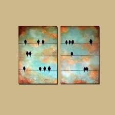 Birds On A Wire Painting Very Large Birds On A Wire Painting Set 4 Feet X 3 Feet Wall Art For Livingrooms 575 00 Via Etsy Paint Set Wall Painting Canvas Art