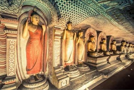 Aluvihare Rock Temple cave shrine Buddhist murals Pali Canon Matale Sri Lanka ancient temple