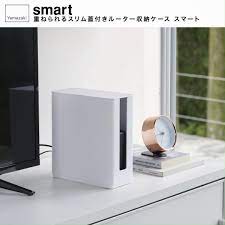 重ねられるスリム蓋付きルーター収納ケース スマート 動画 ルーター収納 収納 アイデア モデム 収納