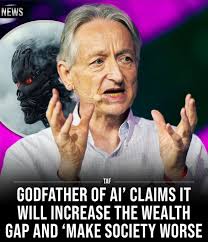 Geoffrey Hinton, the 'Godfather of Al,' has a stark warning: advancements  in Al could deepen societal wealth inequalities. While Al promises to boost  productivity, Hinton argues that the benefits may disproportionately flow