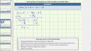 To solve equations with variables on both sides you need to start by adding or subtracting like terms. Solving Equations With Variables On Both Sides Prealgebra