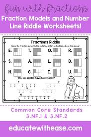Identifying Fraction Models Fractions On A Number Line Riddle Worksheets In 2020 Number Line Identifying Fractions Fractions