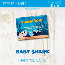 Baby shark printable activity to use with the song or book. Free Printable Baby Shark Thank You Cards Birthday Buzzin Thank You Cards Birthday Template Free Printables Baby