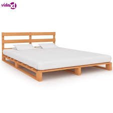 The solid wood legs and slatted wood support make a great framing. Vidaxl Pallet Bed Frame Brown Solid Pine Wood 140 X 200cm Furniture Twin Bed Frame Aliexpress