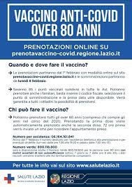 Le vaccinazioni per i circa 470mila over 80 presenti nella regione sarà effettuata attraverso 85 punti. Regione Lazio Sala Stampa Vaccino Anti Covid Over 80