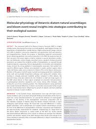PDF) Molecular physiology of Antarctic diatom natural assemblages and bloom  event reveal insights into strategies contributing to their ecological  success